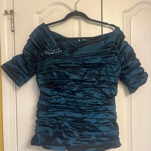 Tadashi Shoji Midnight Blue Ruched Blouse